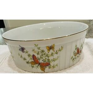 Serving Bowl In Butterfly Pattern "Ecstasy" By The Shafford Co. 7 1/2” Gold Trim